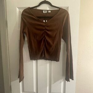Noisy May Ruched Front Bell Sleeve Top